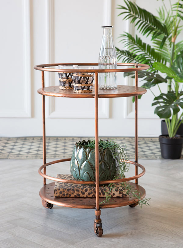 Tông màu ánh đồng của xe đẩy rượu thép phun sơn