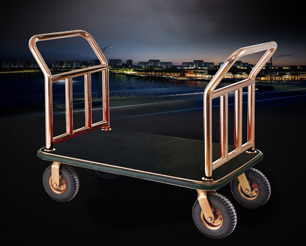 Xe đẩy hành lý inox mạ vàng sang trọng