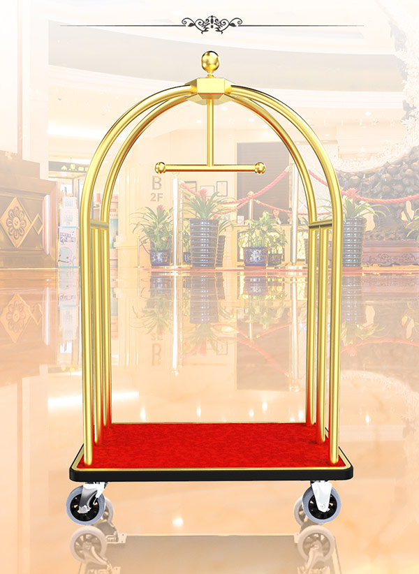 Xe chở hành lý đi kèm phụ kiện là thảm nhung đỏ