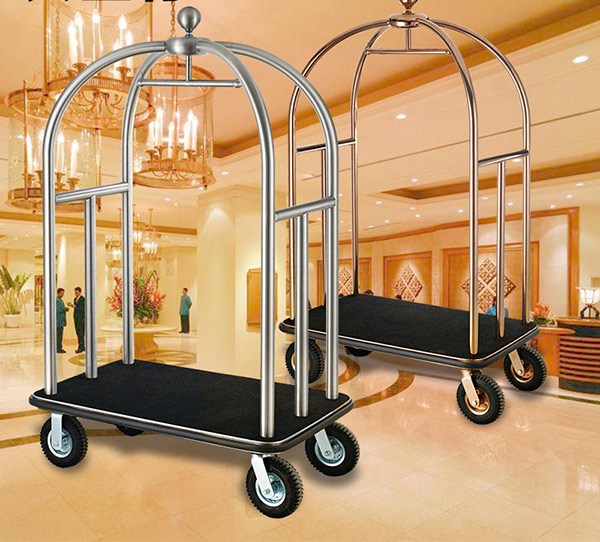 Mẫu xe đẩy hành lý inox trắng