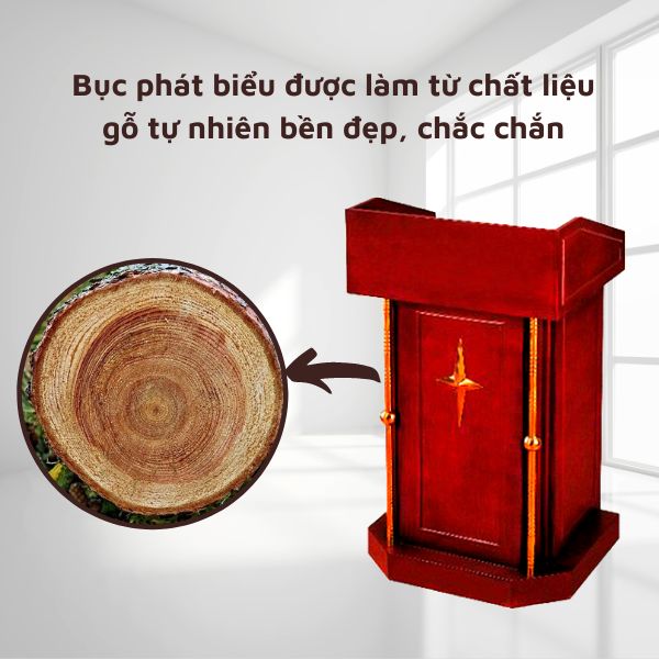 Bục phát biểu chất liệu gỗ tự nhiên chắc chắn và bền đẹp