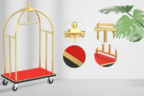 Đừng quên vệ sinh các góc khuất nhỏ trên xe đẩy hành lý inox