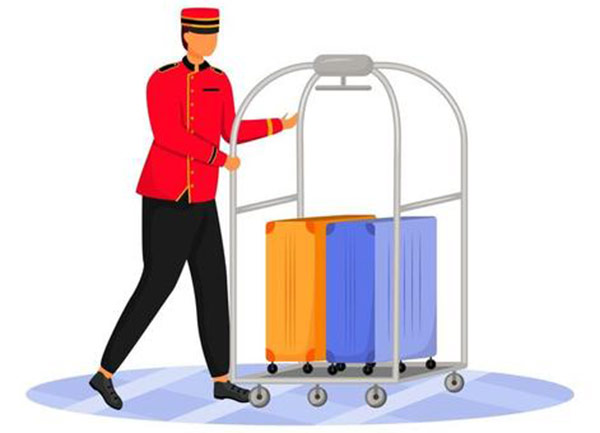 Bellman cần sử dụng xe đẩy hành lý để phục vụ công việc của mình