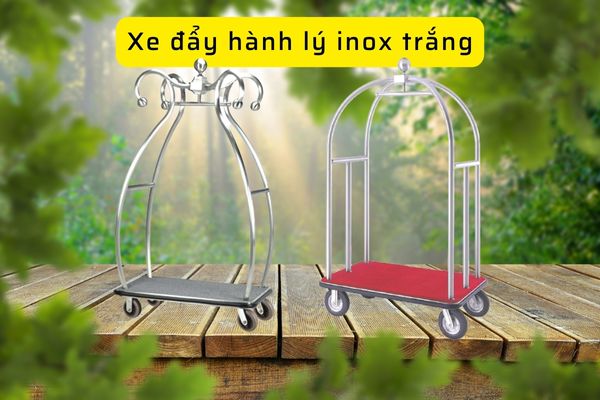 Tông màu trắng bạc của xe đẩy hành lý khá ấn tượng