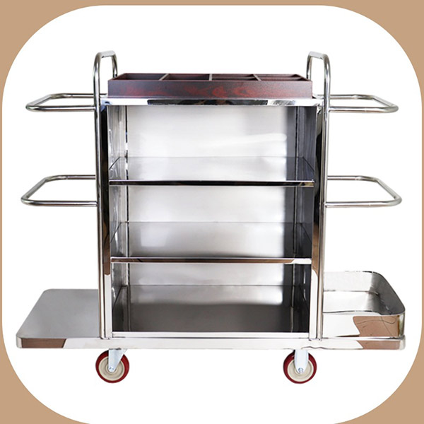 Xe dọn phòng khách sạn khung inox và nhựa
