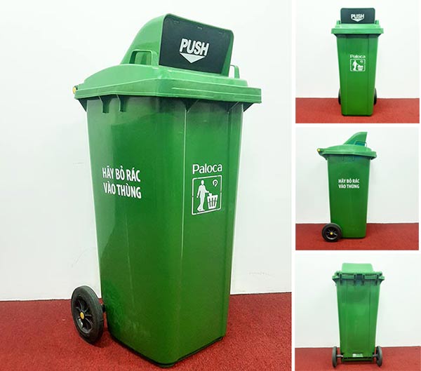Hình ảnh thùng rác nắp đẩy chụp thật