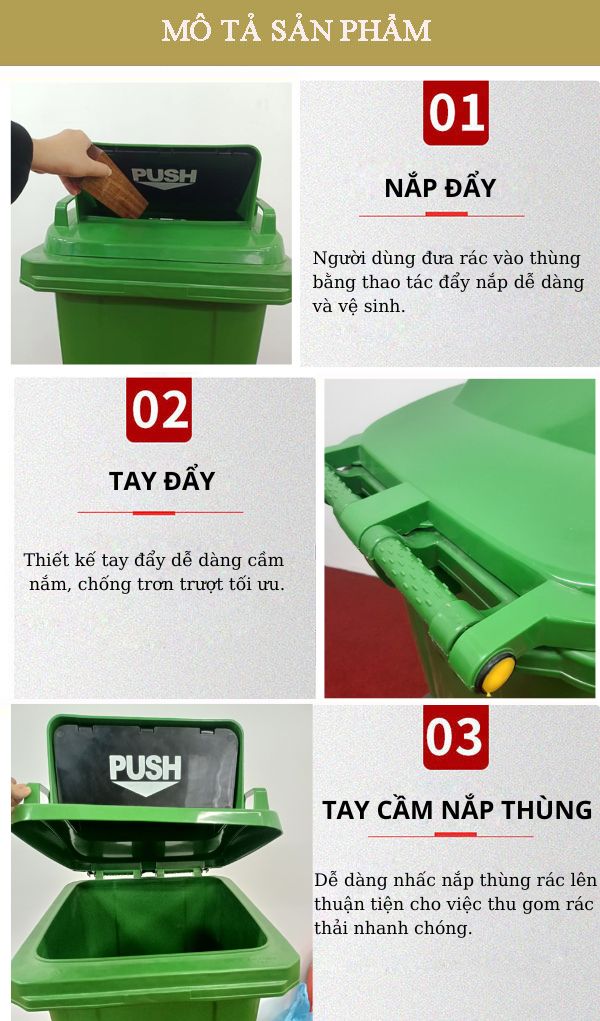 Chi tiết từng bộ phận cấu thành thùng rác
