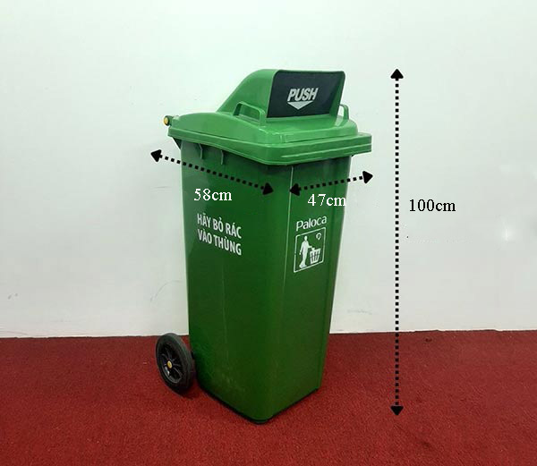 Kích thước thùng đựng rác nắp đẩy
