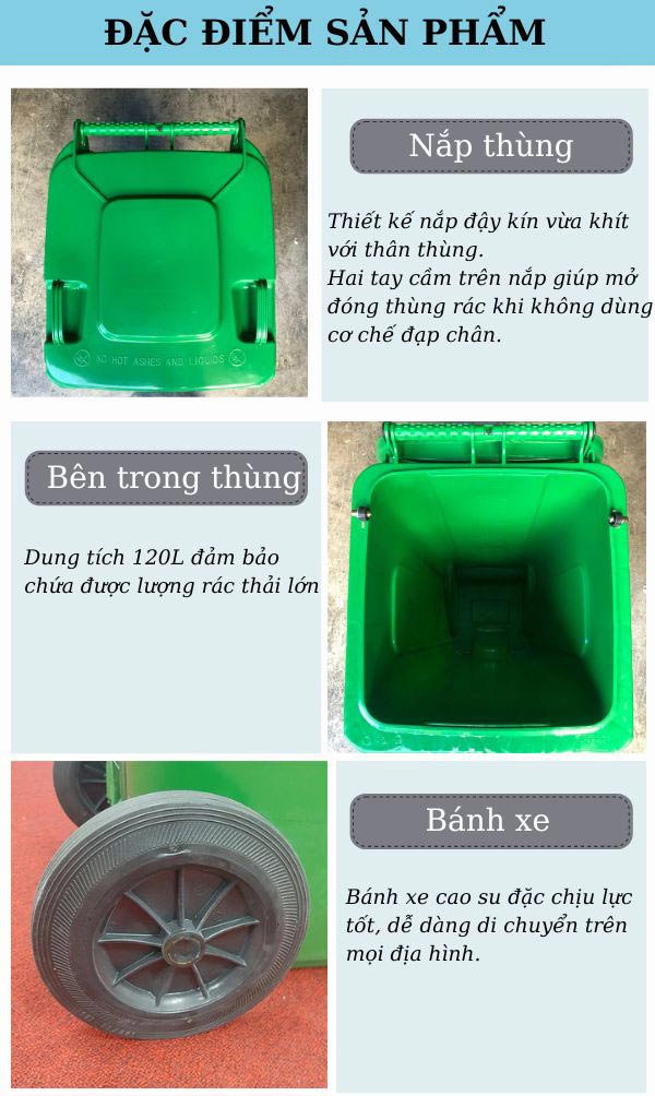 Khám phá đặc điểm thùng rác đạp chân 120L