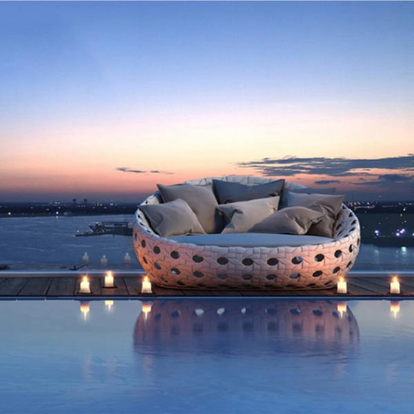 Giường tắm nắng phù hợp với không gian rộng