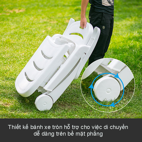 Dòng ghế tắm nắng tiện ích với bánh xe và tính năng gấp gọn