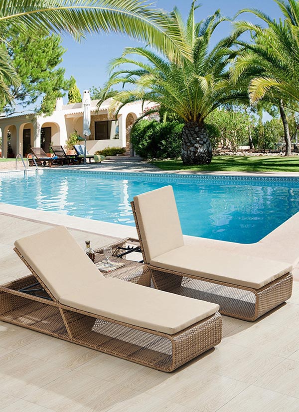 Ghế nằm hồ bơi chất liệu nhựa giả mây PP