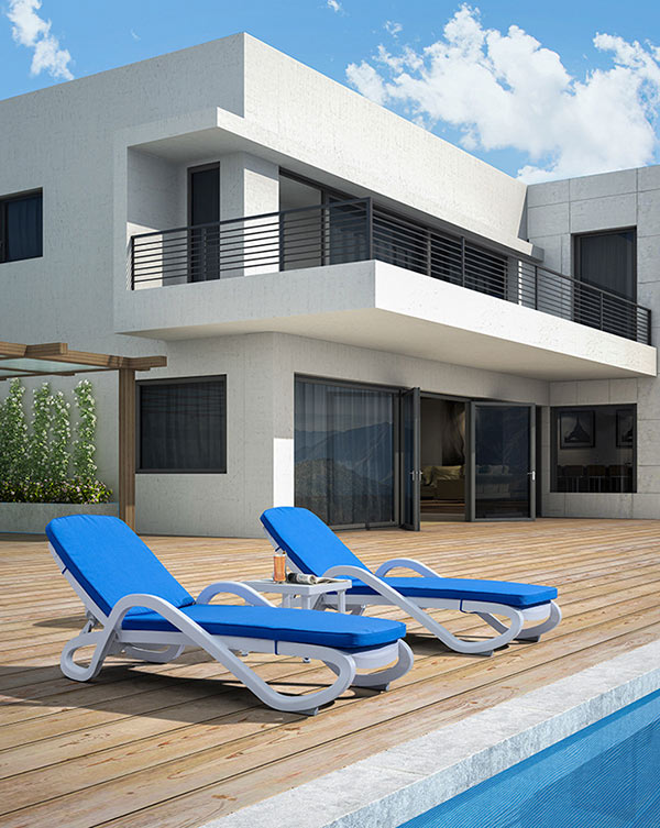 Ghế tắm nắng được trang bị nhiều ở hồ bơi gia đình, biệt thự