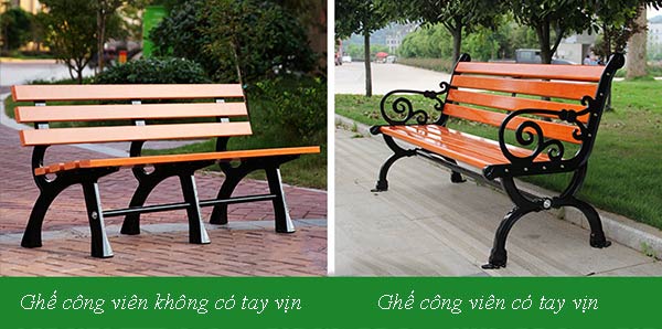 Ghế công viên có tay vịn và không tay vịn để bạn tham khảo