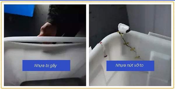 Tình trạng thùng nhựa bị nứt vỡ là không hiếm gặp