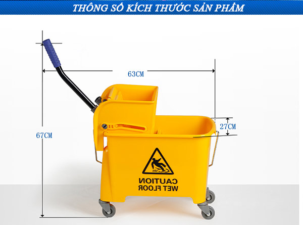 Chi tiết kích thước xe vắt móp đơn 20L