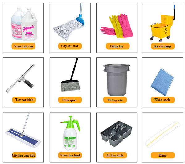 Rất nhiều đồ, từ nhỏ đến lớn có trên xe làm vệ sinh