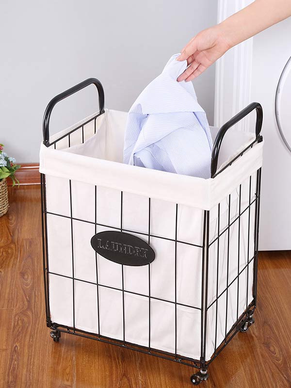 Xe giặt ủi túi vải phần khung kim loại cỡ nhỏ - xe đẩy giặt là hợp với homestay
