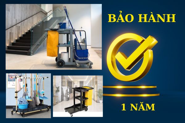 Xe đẩy dụng cụ vệ sinh chính hãng thường được bảo hành 1 năm