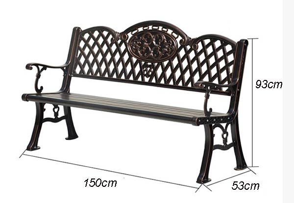 Chi tiết kích thước ghế công viên bằng thép