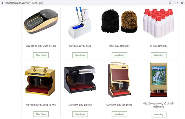 Hành Tinh Xanh đăng tải các model máy chà giày trên website