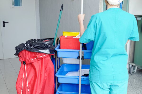 mua xe chở đồ vệ sinh bệnh viện phù hợp với việc dọn đồ bẩn và làm sạch không gian