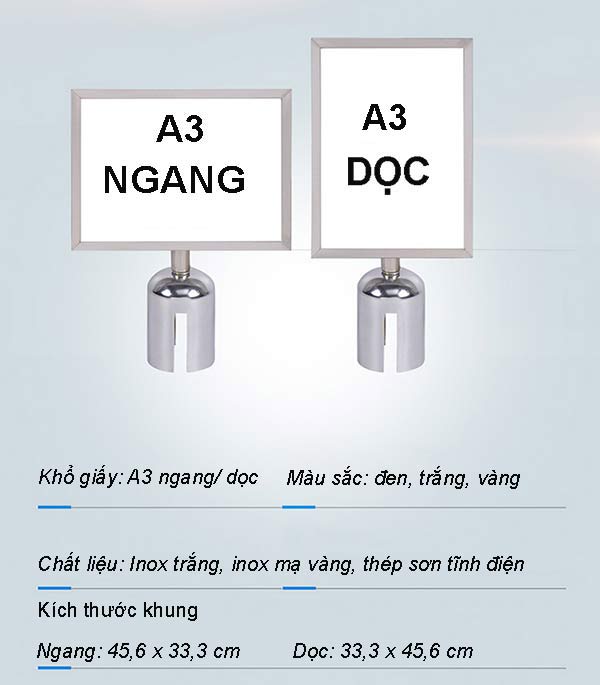 Chi tiết thông số bảng thông tin khổ A3