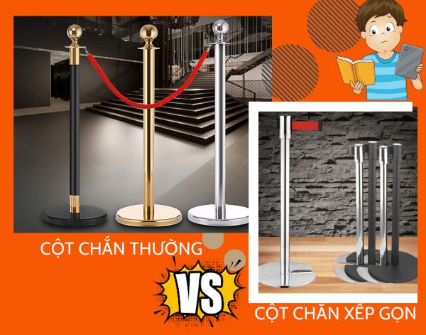 phân loại cột chắn phân làn: Hai loại cột chắn thường và cột chắn đế xếp gọn