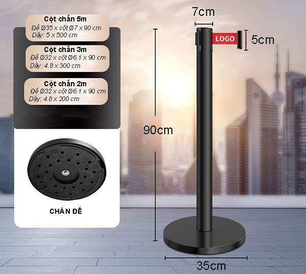 Tham khảo thông số kỹ thuật cột chắn bằng thép sơn tĩnh điện