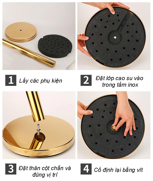Các bước lắp chân đế cột chắn