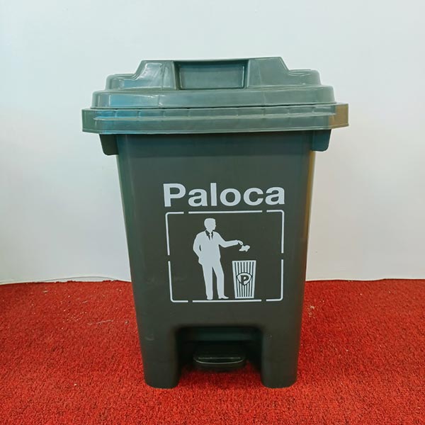 Thùng rác đạp chân màu ghi 60L bằng nhựa