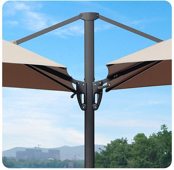 Kết cấu 2 tán dù chung 1 thân của dù đôi