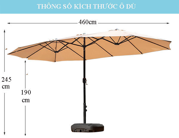 Kích thước ô dù ngoài trời