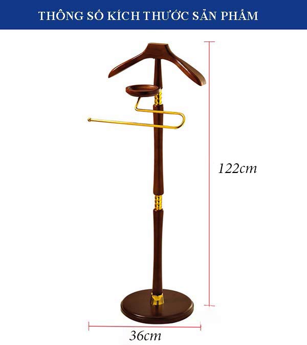 Kích thước cây treo đồ vest, áo suite bằng gỗ