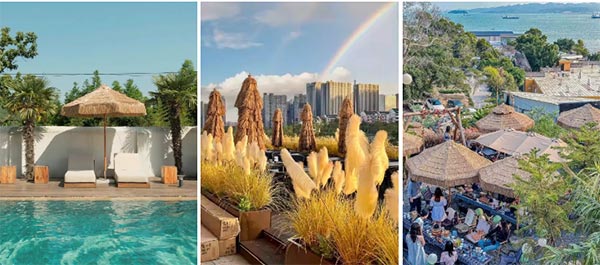 Dù rơm phù hợp với nhiều khu sinh thái, nghỉ dưỡng