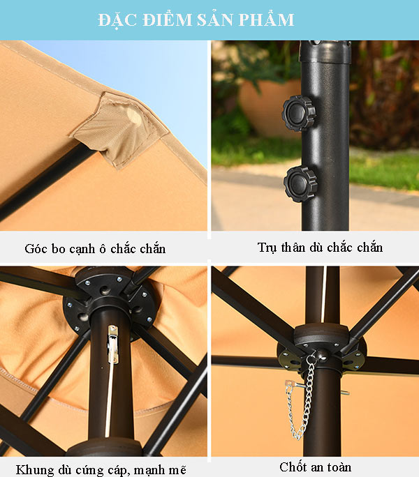 Các bộ phận cấu thành dù 3 đỉnh cần chắc chắn, mạnh mẽ