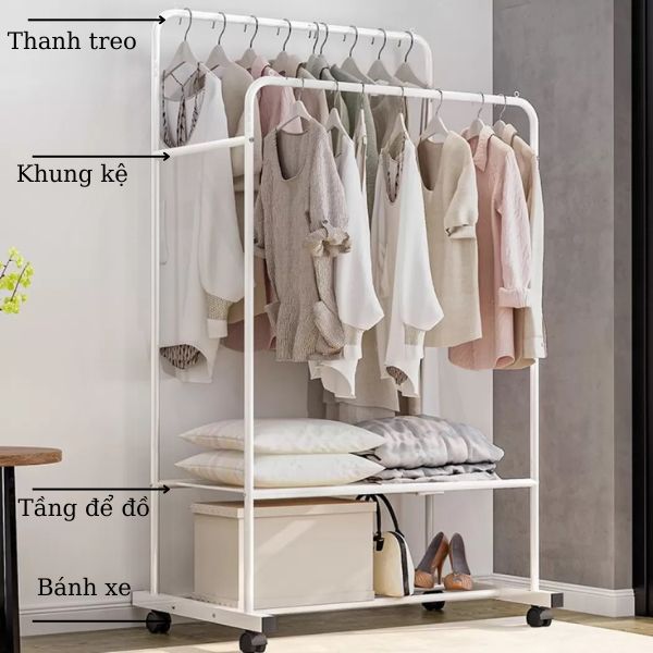 Kệ để quần áo khung cố định chắc chắn và có tính thẩm mỹ cao hơn