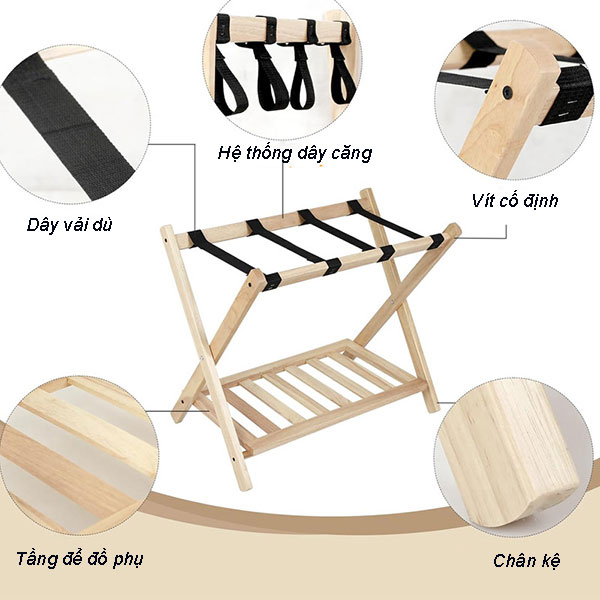 Kiểm tra mọi chi tiết cấu thành trên kệ để hành lý