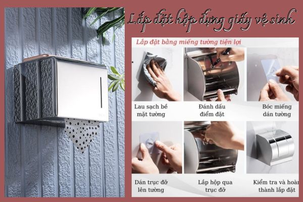 lắp đặt hộp đựng giấy vệ sinh