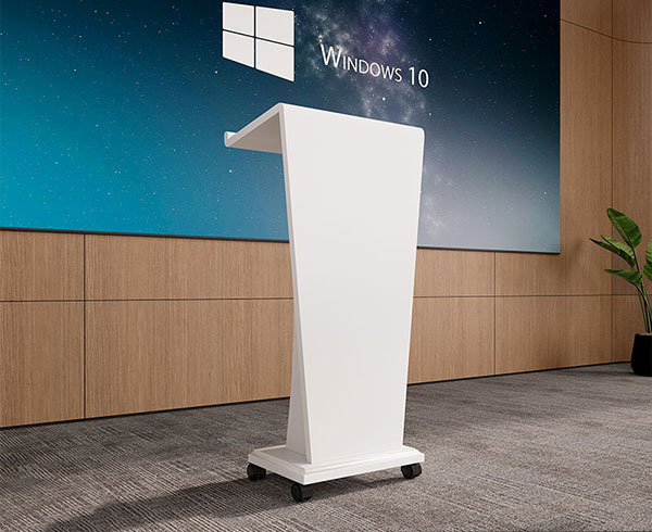 Banner logo công ty đặt sau bục phát biểu