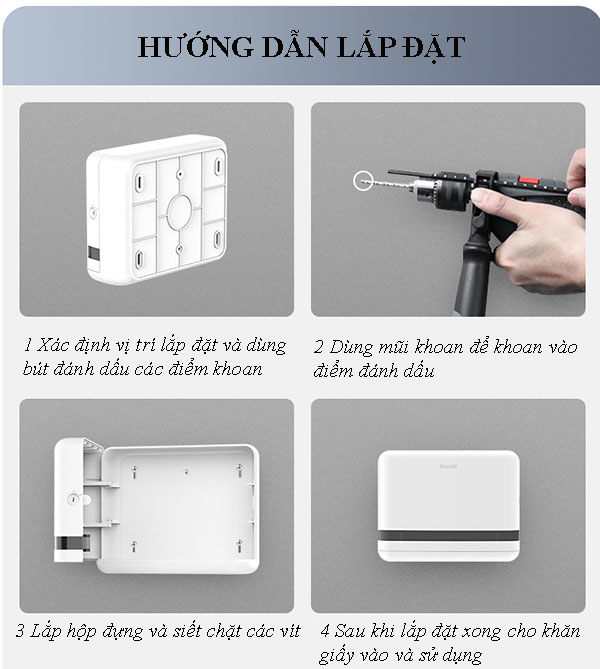 Lắp đặt hộp đựng giấy vệ sinh gắn tường