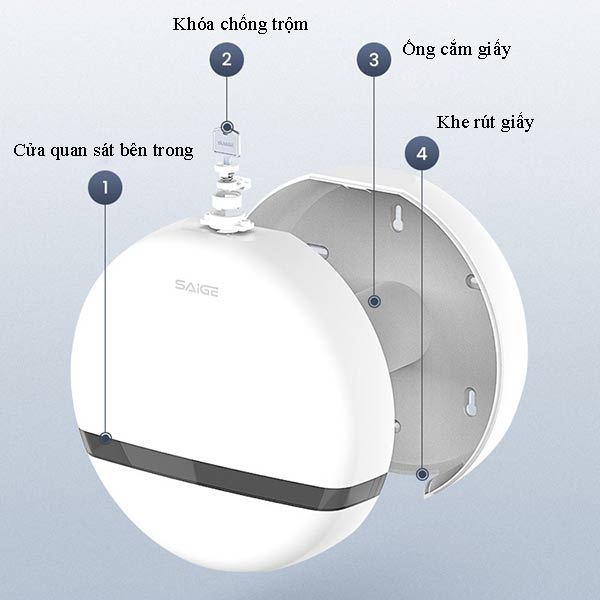 Các bộ phận cấu thành hộp đựng giấy vệ sinh công nghiệp