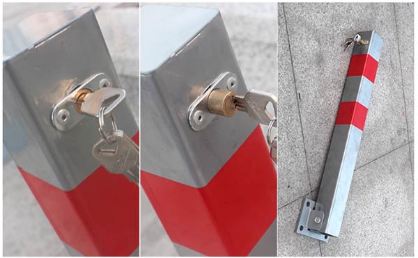 Chi tiết khóa an toàn trên trụ thép