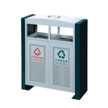 Thùng rác thép phun sơn 2 ngăn có gạt tàn