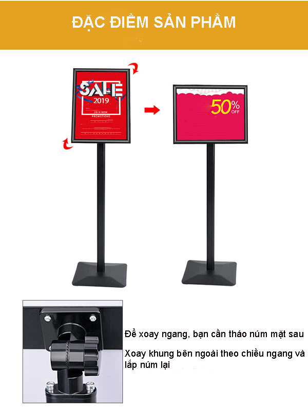 Có thể xoay ngang mặt bảng nếu cần