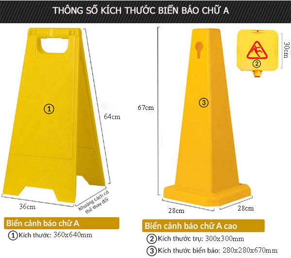 Chi tiết kích thước 2 loại biển cảnh báo