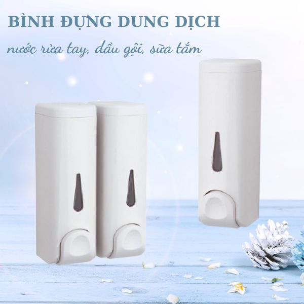 Mẫu bình nhựa treo tường đựng dung dịch dầu gội, sữa tắm