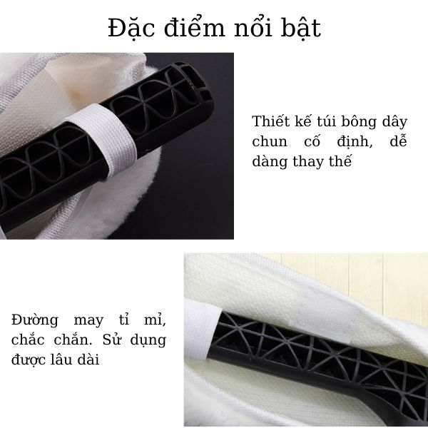 Dễ dàng tháo, lắp vào tay cầm bông lau kính