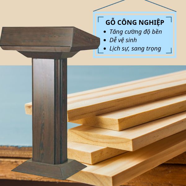 Bục phát biểu làm bằng gỗ công nghiệp giúp tiết kiệm chi phí