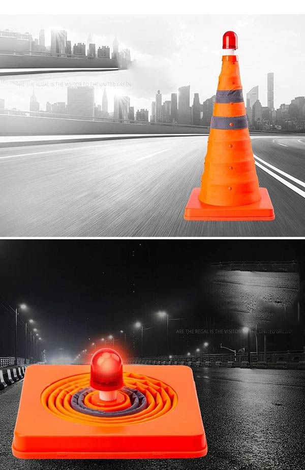 Có thể gấp gọn hoặc lắp thêm đèn cảnh báo phía trên đỉnh chóp